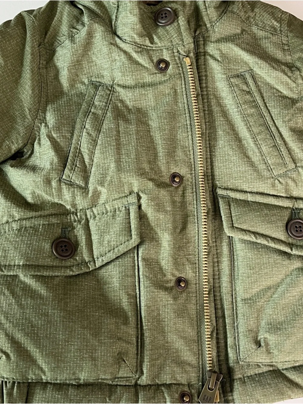 Baby GAP Olive Green Puffer Jacket 6-12 Months Sherpa Hood Insulated Winter Coat
